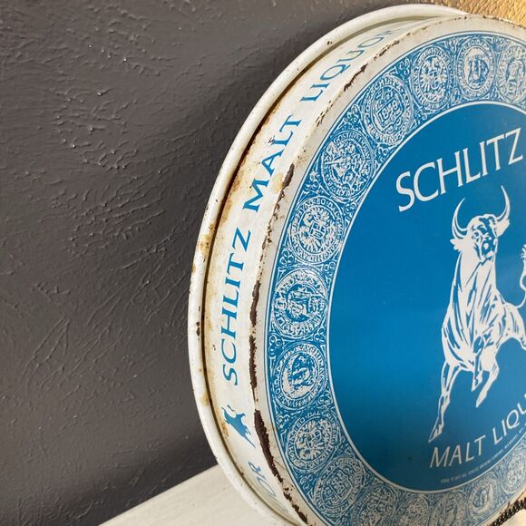 Vintage 1971 Schlitz Malt Liquor Beer Metal Serving Tray Milwaukee Wi Bull Logo - Picture 4 of 4